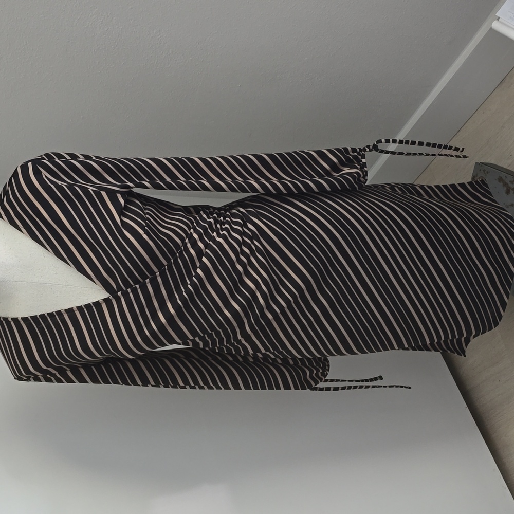 Express Black and Tan Diagonal Stripe Dress